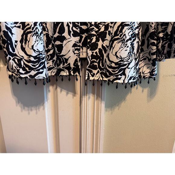MSK Women's 2 Piece Tank Jacket Black White Floral Sequin Beaded Plus Sz. 3X - Picture 4 of 14